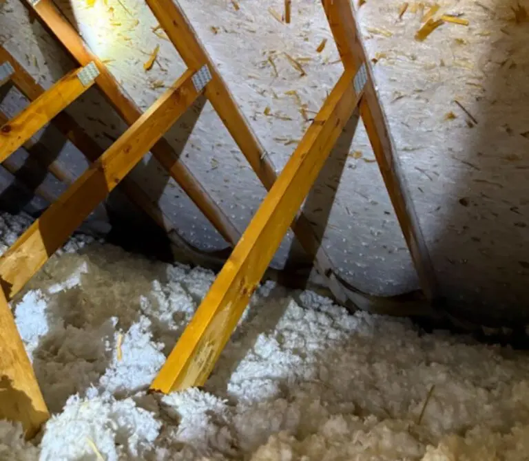Frozen water damage within home's attic